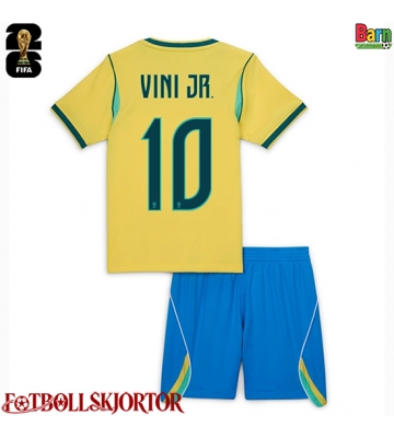 Brasilien Vinicius Junior #10 Hemmakläder Barn VM 2026 Kortärmad (+ Korta byxor)
